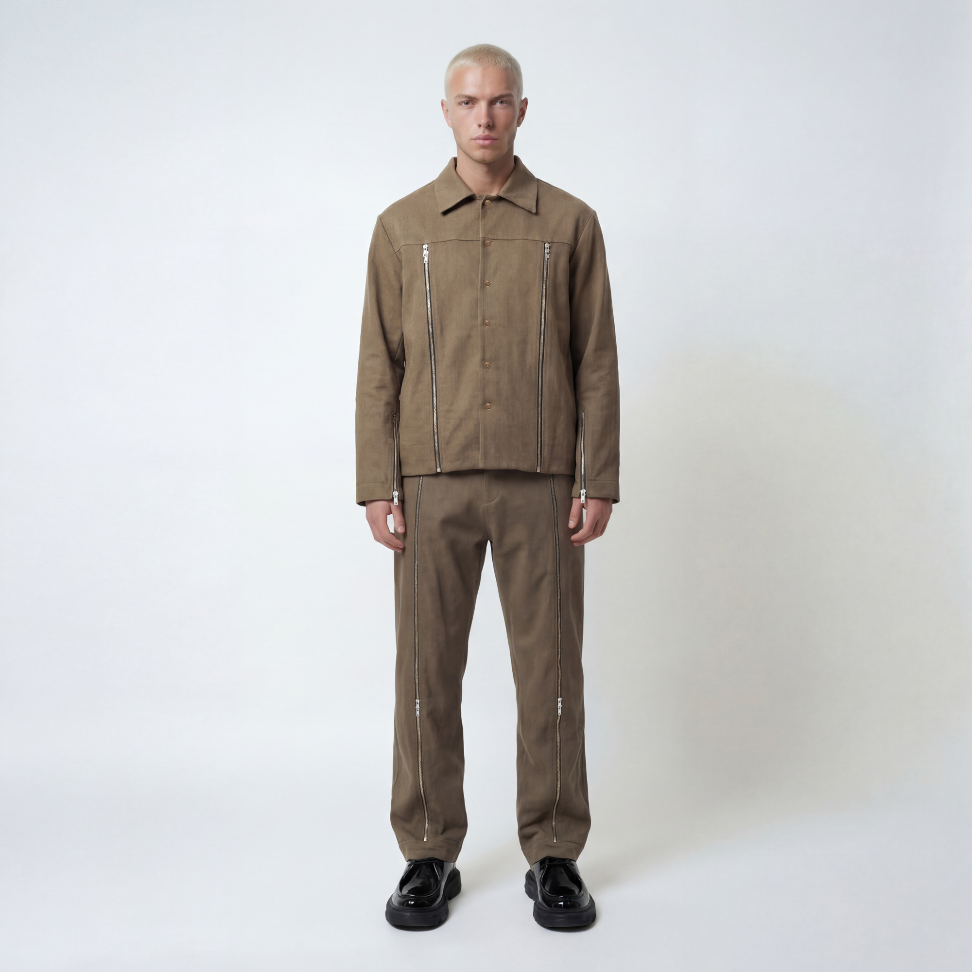 khaki zipper jacket